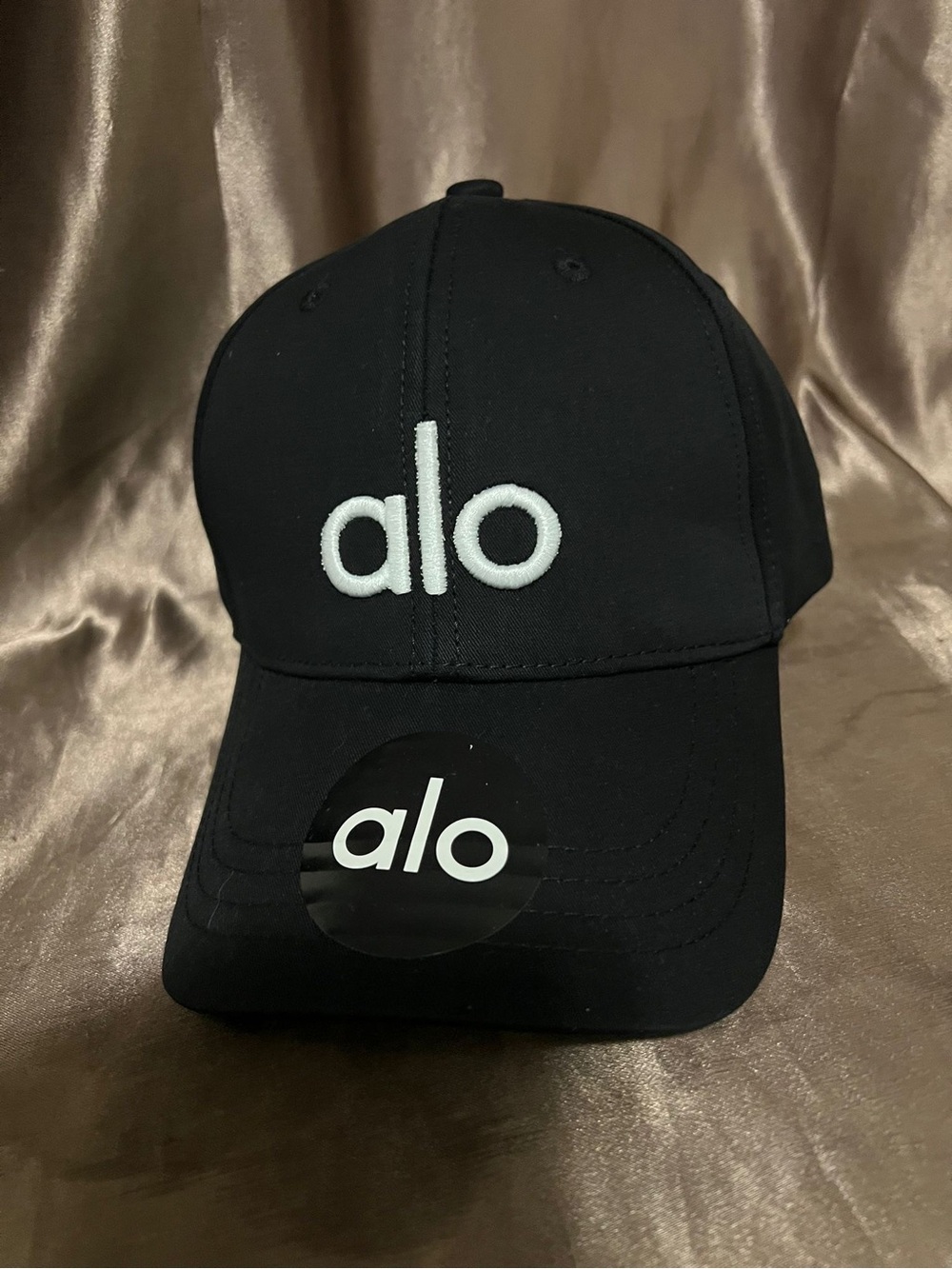 ALO Yoga Black Baseball Cap with White Logo
